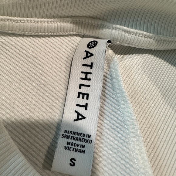 Athleta White Ribbed Ruched Sleeveless Top Size Small - Picture 4 of 7
